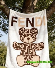 Fendi Teddy Bear FF Monogram Flannel Sofa Throw Blanket Luxury Designer IMG_9365